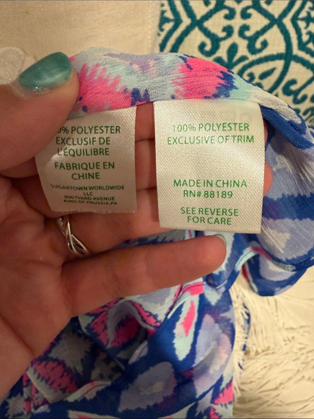 Lilly Pulitzer Blue and Pink Floral Tunic cover up top - Picture 6 of 7